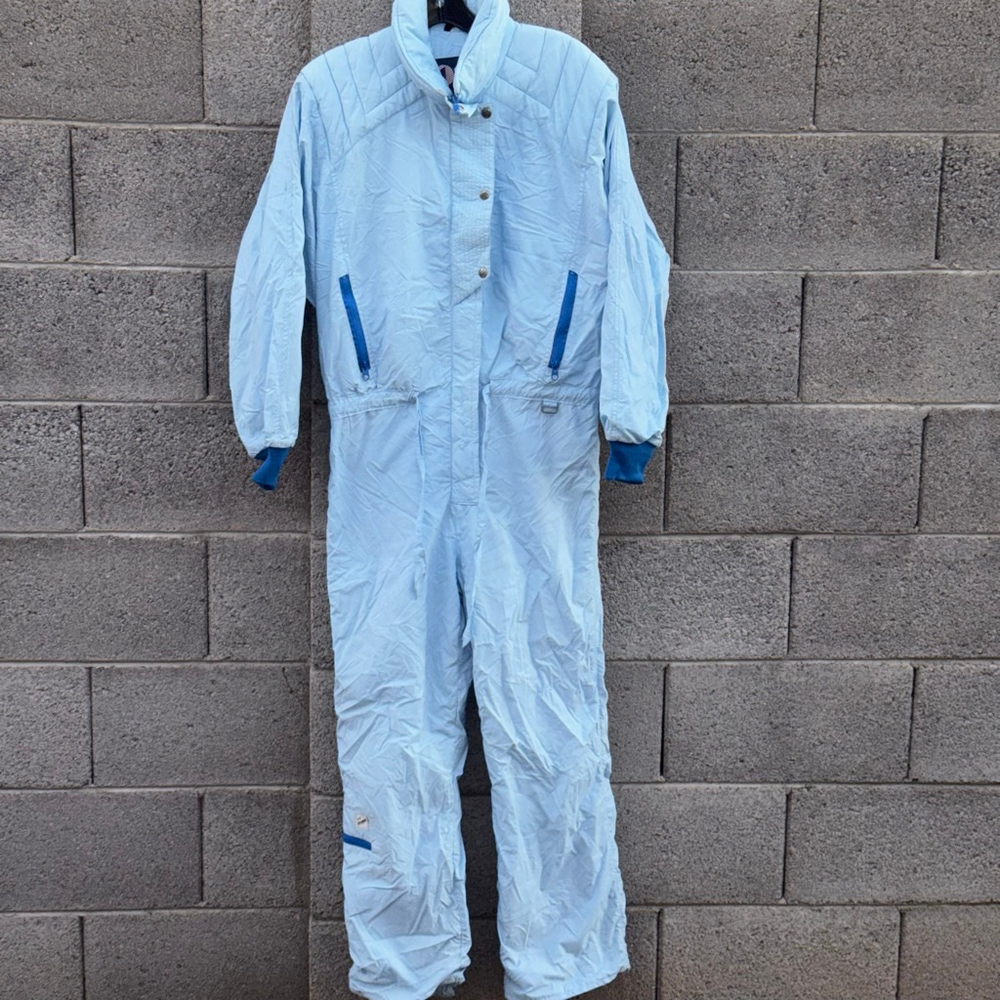 Vintage 1st Down Light Blue SkiSuit Snowsuit Women's Size 12